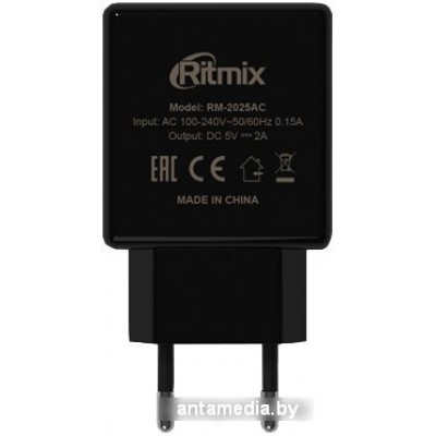 Сетевое зарядное Ritmix RM-2025AC (черный)