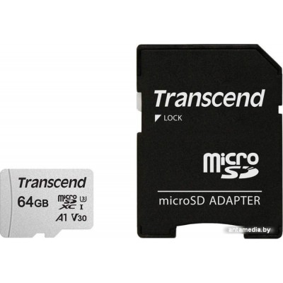 Карта памяти Transcend microSDXC 300S 64GB + адаптер