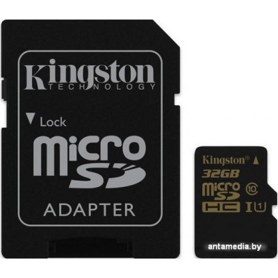 Карта памяти Kingston microSDHC UHS-I (Class 10) 32GB + SD адаптер (SDCA10/32GB)