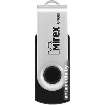 USB Flash Mirex Swivel Rubber 64GB (черный/серебристый)