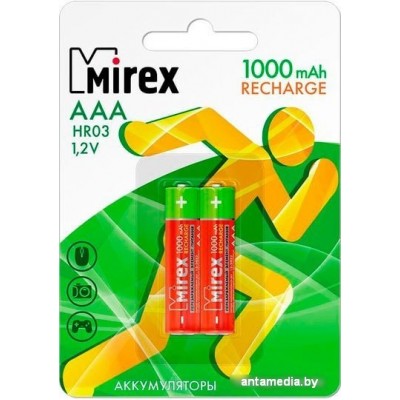 Аккумуляторы Mirex AAA 1000mAh 2 шт HR03-10-E2