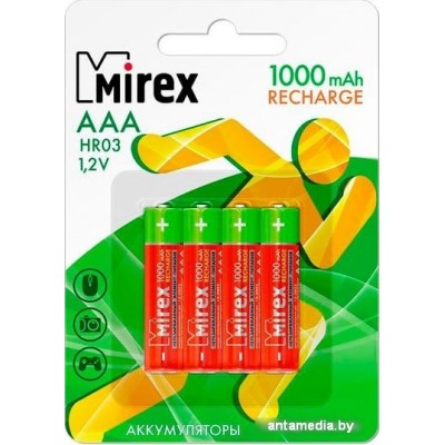 Аккумуляторы Mirex AAA 1000mAh 4 шт HR03-10-E4