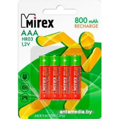 Аккумуляторы Mirex AAA 800mAh 4 шт HR03-08-E4