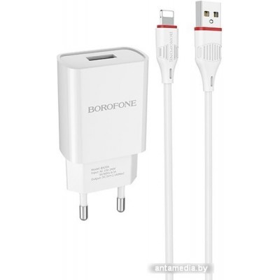 Сетевое зарядное Borofone BA20A Lightning (белый)