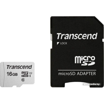 Карта памяти Transcend microSDHC 300S 16GB + адаптер