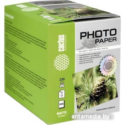 Фотобумага CACTUS Матовая 10х15 200 г/кв.м. 500 листов(CS-MA6200500)