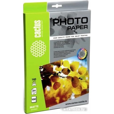 Фотобумага CACTUS Матовая A4 140 г/м2 100 листов [CS-MA4140100]