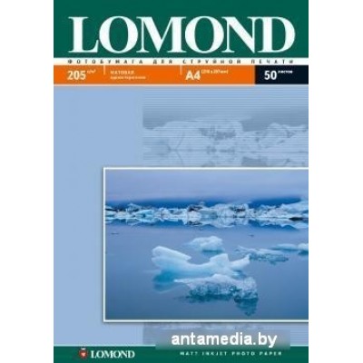 Фотобумага Lomond Матовая А4 205 г/кв.м. 50 листов (0102085)