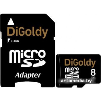 Карта памяти DiGoldy microSDHC (Class 10) 8GB + адаптер [DG008GCSDHC10-AD]