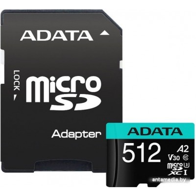 Карта памяти A-Data Premier Pro AUSDX512GUI3V30SA2-RA1 microSDXC 512GB (с адаптером)