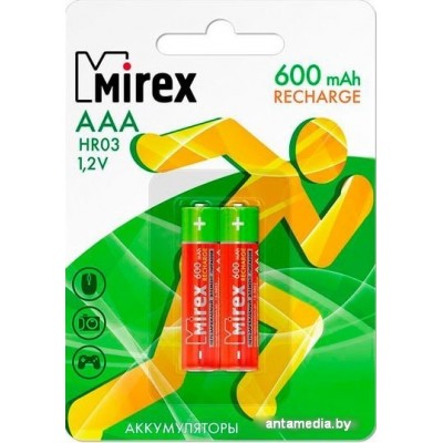 Аккумуляторы Mirex AAA 600mAh 2 шт HR03-06-E2