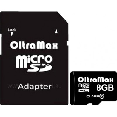 Карта памяти Oltramax microSDHC Class 10 8GB +адаптер