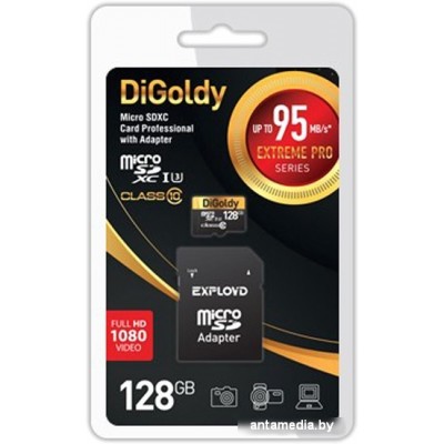 Карта памяти DiGoldy Extreme Pro microSDXC 128GB DG128GCSDXC10UHS-1-ELU3 (с адаптером Exployd)
