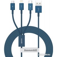 Кабель Baseus Superior USB - Lightning - MicroUSB - Type-C (1.5 м, синий)