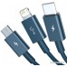 Кабель Baseus Superior USB - Lightning - MicroUSB - Type-C (1.5 м, синий)