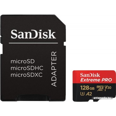 Карта памяти SanDisk Extreme PRO microSDXC SDSQXCD-128G-GN6MA 128GB (с адаптером)