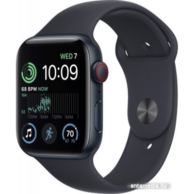 Умные часы Apple Watch SE 2 44 мм (алюминиевый корпус, полуночный/полуночный, спортивный силиконовый ремешок S/M)