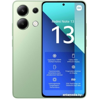 Смартфон Xiaomi Redmi Note 13 8GB/256GB с NFC международная версия (мятно-зеленый)