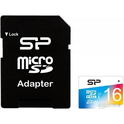 Карта памяти Silicon-Power Elite microSDHC UHS-I 16GB + адаптер [SP016GBSTHBU1V20SP]