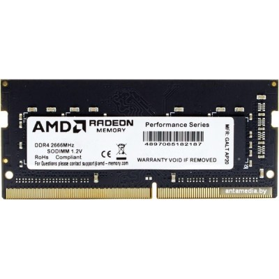 Оперативная память AMD Radeon R7 Performance 4GB DDR4 SODIMM PC4-21300 R744G2606S1S-UO