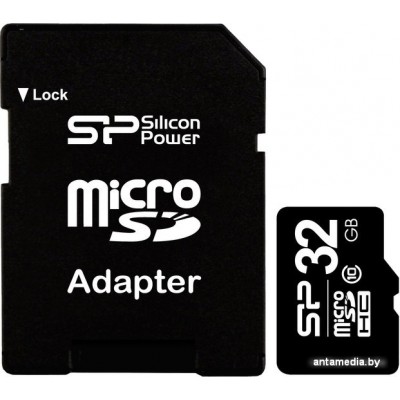 Карта памяти Silicon-Power microSDHC (Class 10) 32GB + адаптер (SP032GBSTH010V10-SP)