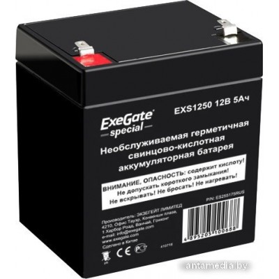 Аккумулятор для ИБП ExeGate Special EXS1250 (12В/5 А·ч) [ES255175RUS]