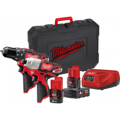 Milwaukee M12 M12BPP2B-421C 4933443497 (шуруповерт, винтоверт, 2 АКБ, кейс)