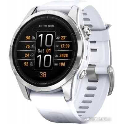 Умные часы Garmin Epix Pro Gen 2 Standard 42 мм (серебро/белый камень)