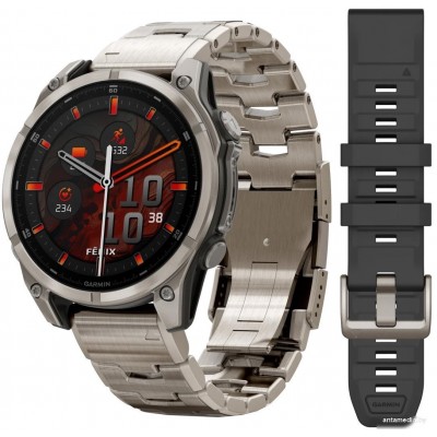 Умные часы Garmin Fenix 8 Sapphire, Titanium 47мм (светло-серый, титановый ремешок)