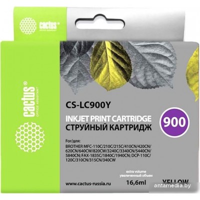 Картридж CACTUS CS-LC900Y (аналог Brother LC900Y)