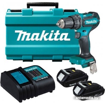 Ударная дрель-шуруповерт Makita DHP485SYE (с 2-мя АКБ, кейс)