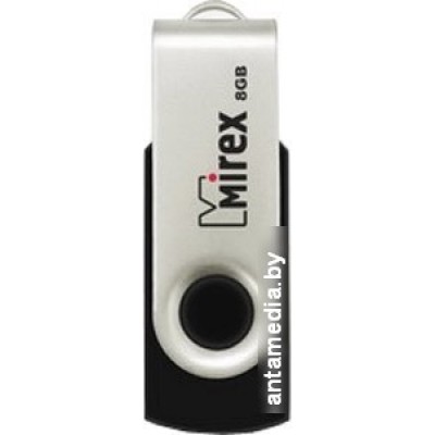 USB Flash Mirex SWIVEL RUBBER BLACK 8GB (13600-FMURUS08)