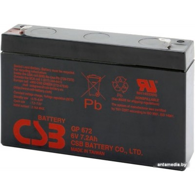 Аккумулятор для ИБП CSB GP672 (6В/7.2 А·ч)