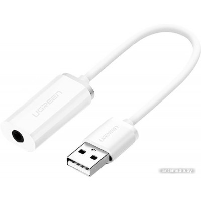 Адаптер Ugreen US206 30712 USB Type-A - 3.5 мм (0.15 м, белый)