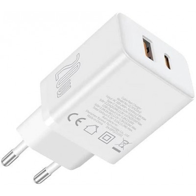 Сетевое зарядное Baseus Cube Fast Charger C+U 20W P10111403213-00 (белый)