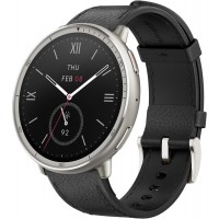 Умные часы Amazfit Active 2 Premium (серебристый, с черным кожаным ремешком)
