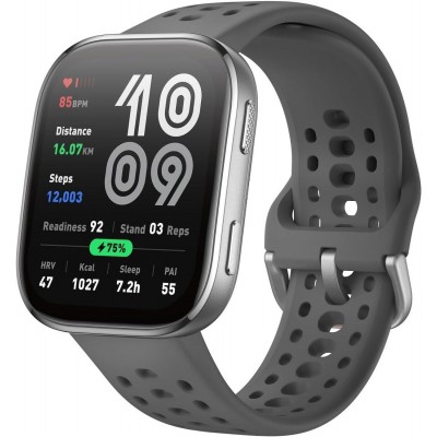 Умные часы Amazfit Bip 6 (серебристый, с серым силиконовым ремешком)