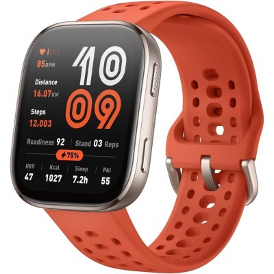 Умные часы Amazfit Bip 6 (титановый, с оранжевым силиконовым ремешком)