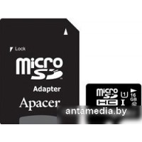 Карта памяти Apacer microSDHC UHS-I (Class 10) 16GB + адаптер (AP16GMCSH10U1-R)