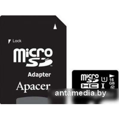 Карта памяти Apacer microSDHC UHS-I (Class 10) 16GB + адаптер (AP16GMCSH10U1-R)