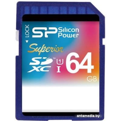 Карта памяти Silicon-Power SDXC Superior UHS-1 (Class 10) 64 GB (SP064GBSDXCU1V10)