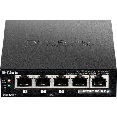 Неуправляемый коммутатор D-Link DGS-1005P/B1A