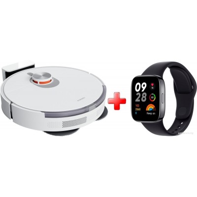 Робот-пылесос Xiaomi Robot Vacuum S20+ B108GL (международная версия, белый) + Умные часы Xiaomi Redmi Watch 3 (черный, международная версия) по акции
