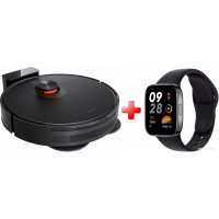 Робот-пылесос Xiaomi Robot Vacuum S20+ B108GL (международная версия, черный) + Умные часы Xiaomi Redmi Watch 3 (черный, международная версия) по акци
