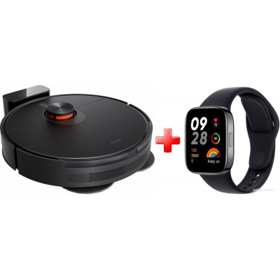 Робот-пылесос Xiaomi Robot Vacuum S20+ B108GL (международная версия, черный) + Умные часы Xiaomi Redmi Watch 3 (черный, международная версия) по акци