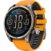 Умные часы Garmin Fenix 8 Sapphire, Titanium 47мм (светло-серый, оранжевый силиконовый ремешок)