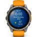 Умные часы Garmin Fenix 8 Sapphire, Titanium 47мм (светло-серый, оранжевый силиконовый ремешок)
