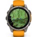 Умные часы Garmin Fenix 8 Sapphire, Titanium 47мм (светло-серый, оранжевый силиконовый ремешок)