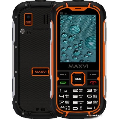 Телефон Maxvi R2 up (черный/оранжевый)