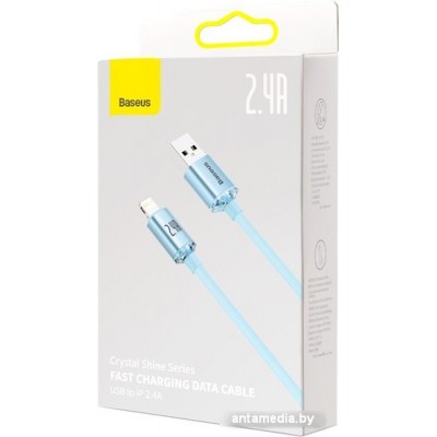 Кабель Baseus Crystal Shine USB Type-A - Lightning (1.2 м, голубой)